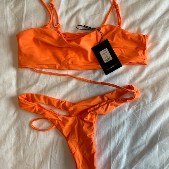 Miami Sun 2 Piece Orange Swimsuit and Coverup Set XL - Picture 2 of 3